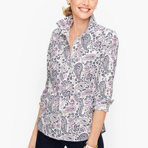 NWT Talbots Perfect Shirt Womens Size 4 Non-Iron Button Front Norse Paisley